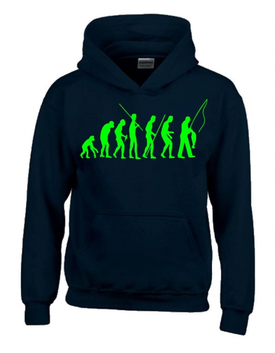 ANGELN - FISCHEN  Evolution Kinder Sweatshirt mit Kapuze HOODIE 