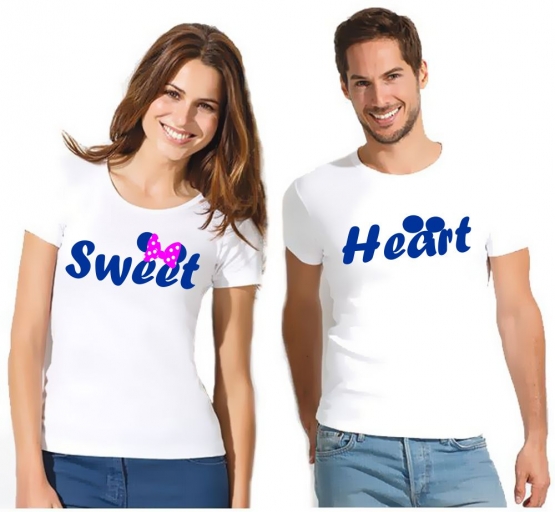 SWEET & HEART T-Shirt für Paare Liebe Love T-Shirt Damen und Her