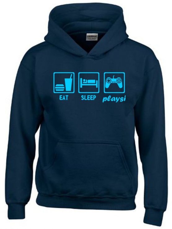 EAT SLEEP PLAYSI Kinder Sweatshirt mit Kapuze HOODIE Kids Gr.128