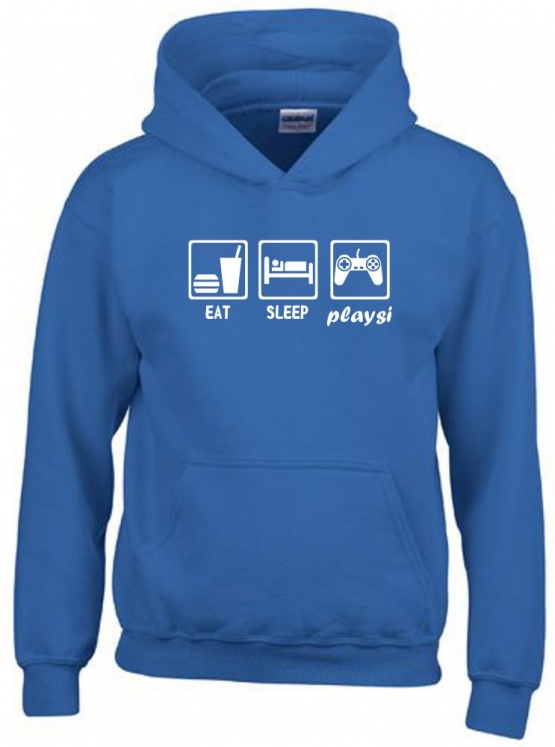 EAT SLEEP PLAYSI Kinder Sweatshirt mit Kapuze HOODIE Kids Gr.128