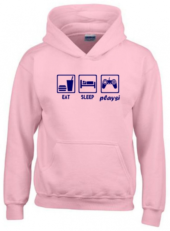 EAT SLEEP PLAYSI Kinder Sweatshirt mit Kapuze HOODIE Kids Gr.128