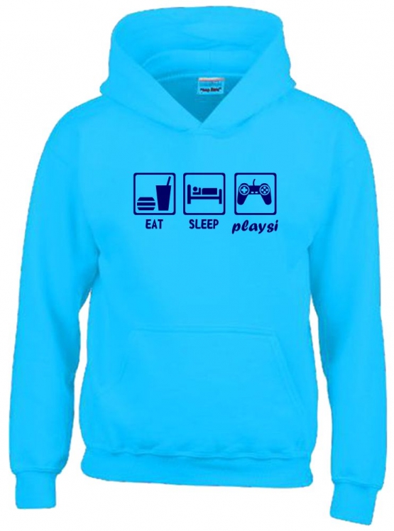 EAT SLEEP PLAYSI Kinder Sweatshirt mit Kapuze HOODIE Kids Gr.128