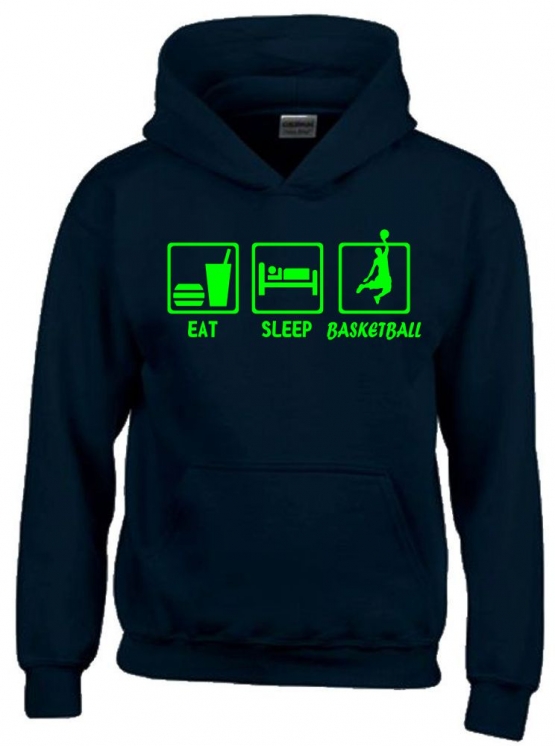 EAT SLEEP BASKETBALL Kinder Sweatshirt mit Kapuze HOODIE Kids Gr