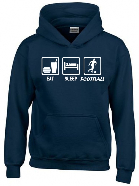 EAT SLEEP FUSSBALL Kinder Sweatshirt mit Kapuze HOODIE Kids Gr.1