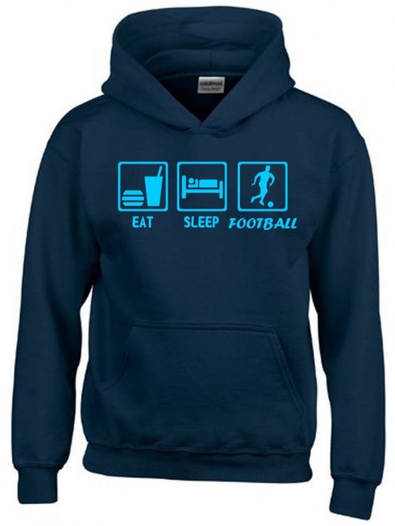 EAT SLEEP FUSSBALL Kinder Sweatshirt mit Kapuze HOODIE Kids Gr.1