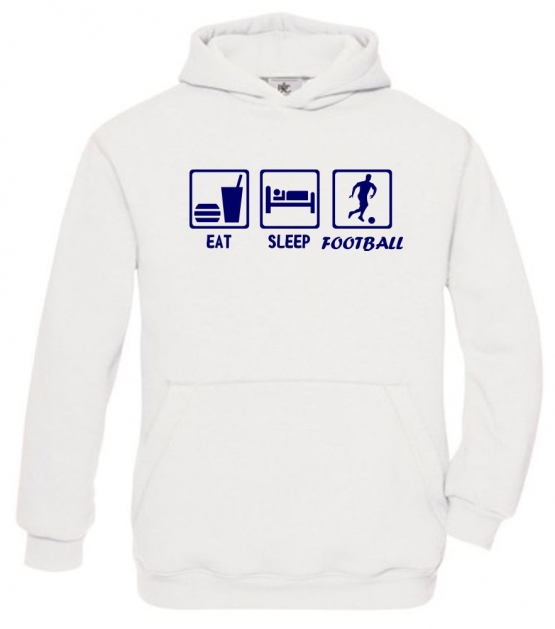 EAT SLEEP FUSSBALL Kinder Sweatshirt mit Kapuze HOODIE Kids Gr.1