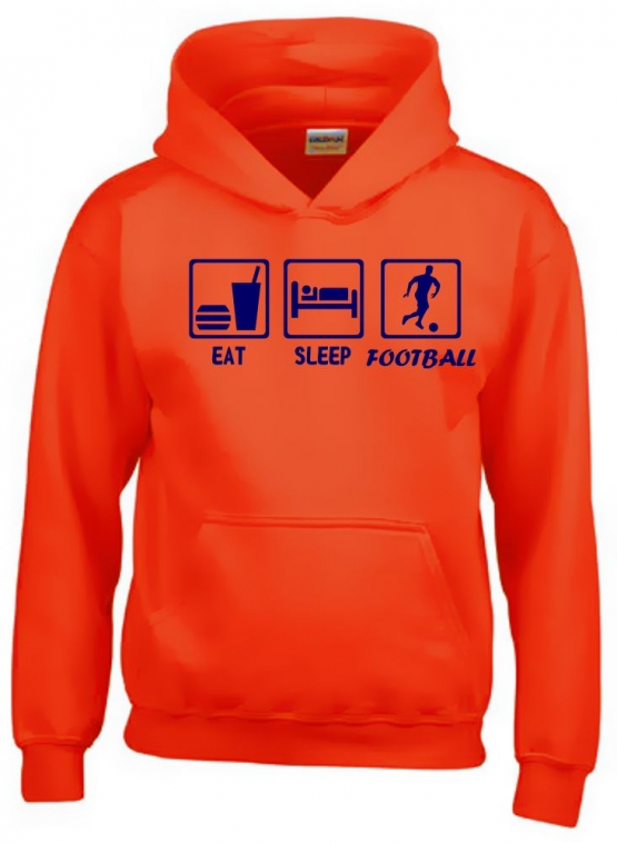 EAT SLEEP FUSSBALL Kinder Sweatshirt mit Kapuze HOODIE Kids Gr.1