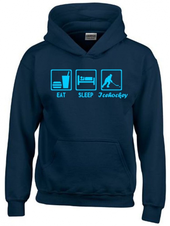 EAT SLEEP Icehockey Kinder Sweatshirt mit Kapuze HOODIE Kids Gr.