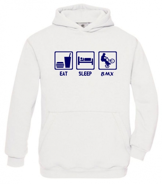 EAT SLEEP BMX Kinder Sweatshirt mit Kapuze HOODIE Kids Gr.128 -