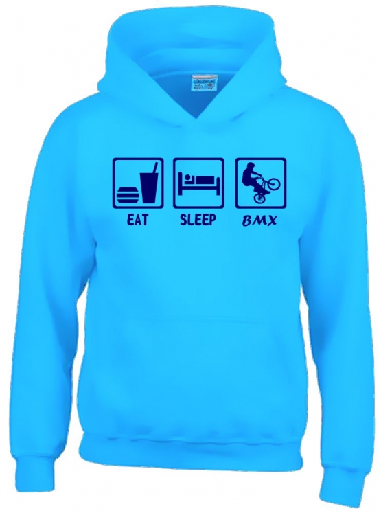 EAT SLEEP BMX Kinder Sweatshirt mit Kapuze HOODIE Kids Gr.128 -