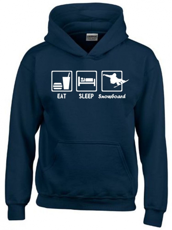 EAT SLEEP SNOWBOARD Kinder Sweatshirt mit Kapuze HOODIE Kids Gr.