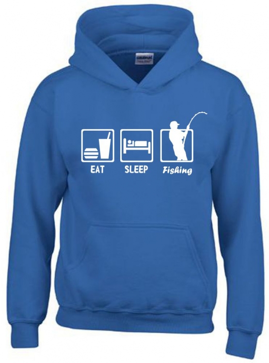 EAT SLEEP FISHING Kinder Sweatshirt mit Kapuze HOODIE Kids Gr.12