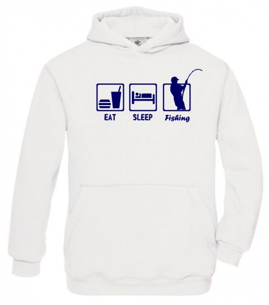 EAT SLEEP FISHING Kinder Sweatshirt mit Kapuze HOODIE Kids Gr.12