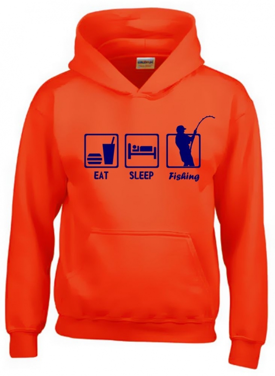 EAT SLEEP FISHING Kinder Sweatshirt mit Kapuze HOODIE Kids Gr.12