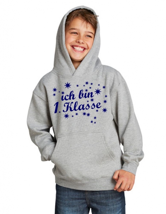 Ich bin 1. Klasse Hoodie Sweatshirt mit Kapuze für Jungs zur Einschulung Schulanfang Hoodie Sweatshirt mit Kapuze Gr. 116 128 140 152 cm