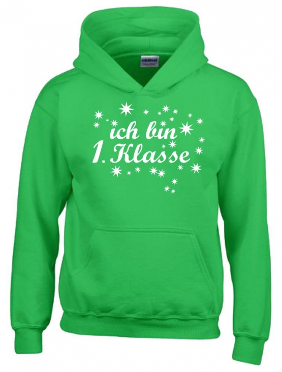 Ich bin 1. Klasse Hoodie Sweatshirt mit Kapuze für Jungs zur Einschulung Schulanfang Hoodie Sweatshirt mit Kapuze Gr. 116 128 140 152 cm