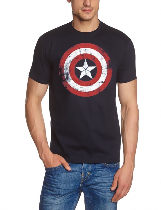 Captain America Shield distressed civil war Logo navy -  T-Shirt, GR.S M L XL XXL