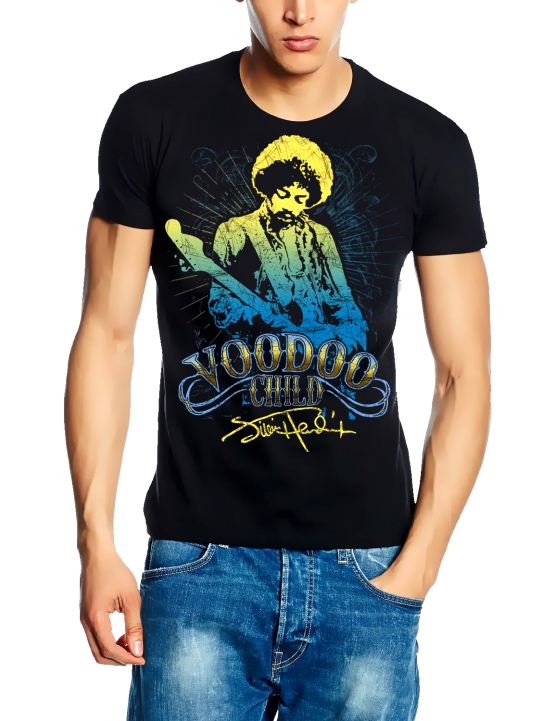 Jimi Hendrix Voodoo Child Signatur T-Shirt schwarz Gr. S M L XL XXL