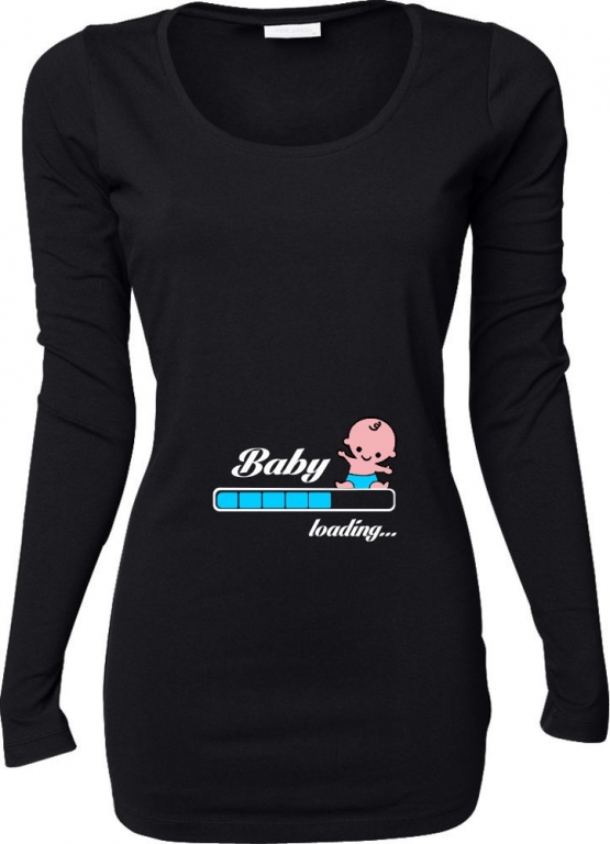 Baby loading…  Süsses T-Shirt für Schwangere Mama LONGSHIRT Extra Langes Strech Langarm T-Shirt XS S M L XL XXL