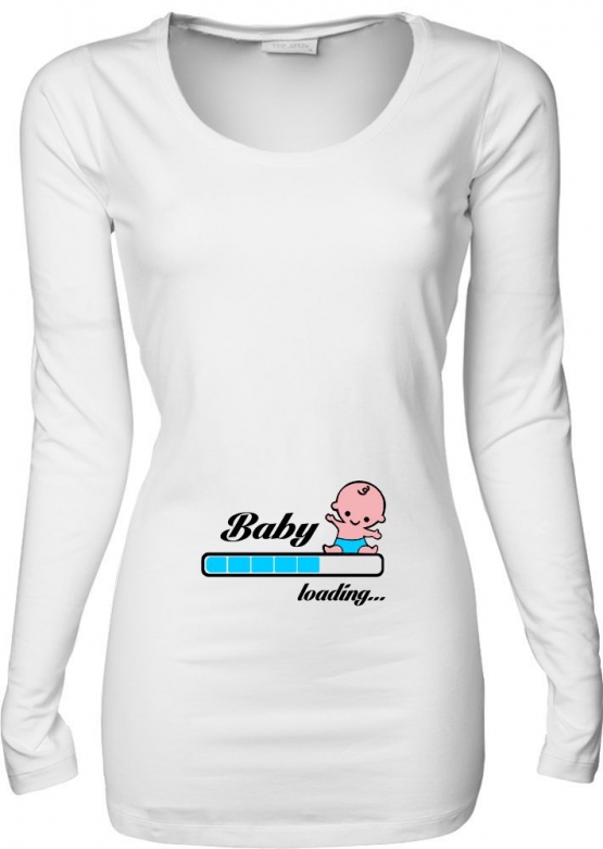 Baby loading…  Süsses T-Shirt für Schwangere Mama LONGSHIRT Extra Langes Strech Langarm T-Shirt XS S M L XL XXL