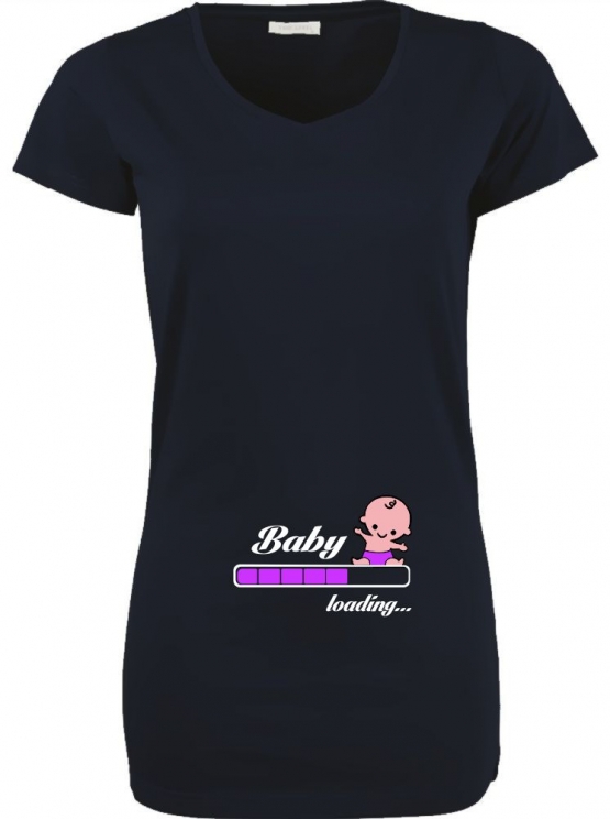 Baby loading…   T-Shirt für Schwangere - Mama LONG SHIRT Extra Langes Strech T-Shirt XS S M L XL XXL