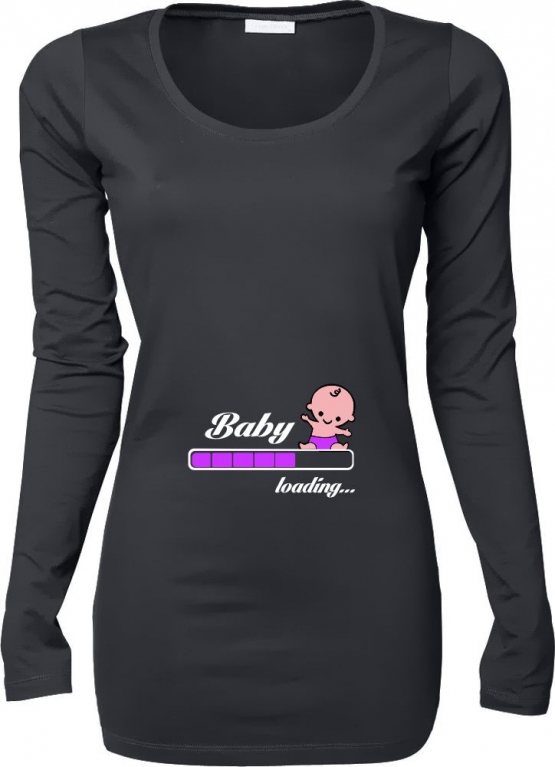 Baby loading…  T-Shirt für Schwangere Mama LONGSHIRT Extra Langes Strech Langarm T-Shirt XS S M L XL XXL