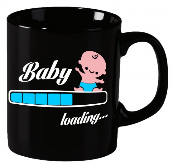 Baby loading ! Becher Teetasse für Schwangere ! coole-fun-t-shirts Becher schwarz Kaffeetasse Tasse schwarz / blau Junge