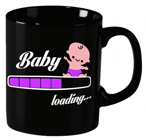 Baby loading ! Becher Teetasse für Schwangere ! coole-fun-t-shirts Becher schwarz Kaffeetasse Tasse schwarz / pink Mädchen