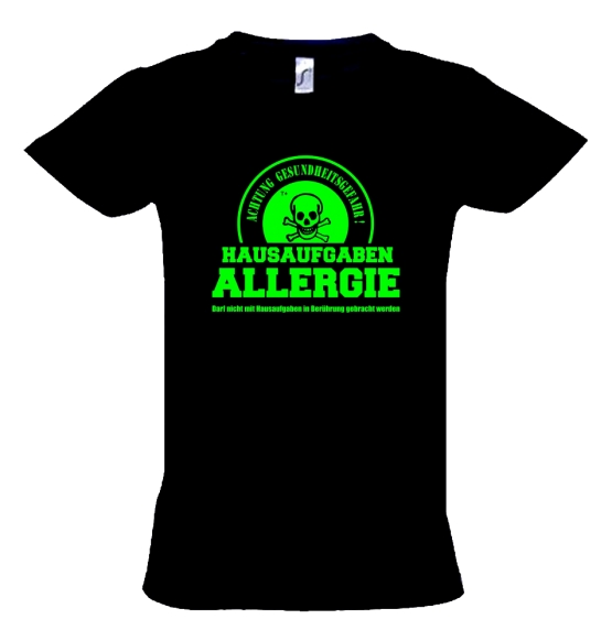 HAUSAUFGABEN ALLERGIE - Vorsicht Gesundheitsgefahr ! Nicht mit Hausaufgaben in Verbindung bringen ! Kinder T-Shirt Kids Gr.128 - 164 cm