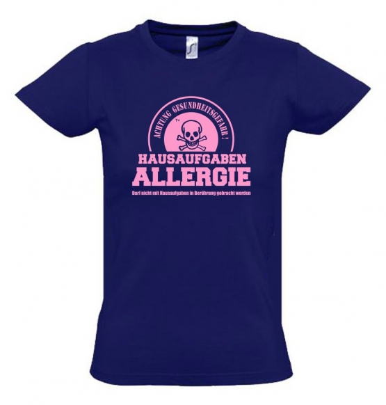 HAUSAUFGABEN ALLERGIE - Vorsicht Gesundheitsgefahr ! Nicht mit Hausaufgaben in Verbindung bringen ! Kinder T-Shirt Kids Gr.128 - 164 cm