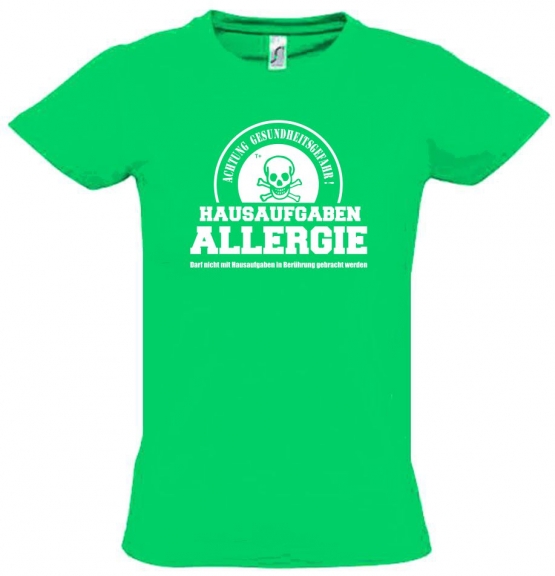 HAUSAUFGABEN ALLERGIE - Vorsicht Gesundheitsgefahr ! Nicht mit Hausaufgaben in Verbindung bringen ! Kinder T-Shirt Kids Gr.128 - 164 cm