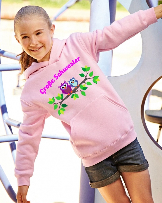 Grosse Schwester ! Mädchen Geschwister Sweatshirt mit Kapuze HOODIE Kids Gr.128 - 164 cm Voltegieren, SpringGeschwister, Reitunterricht, Reiturnier