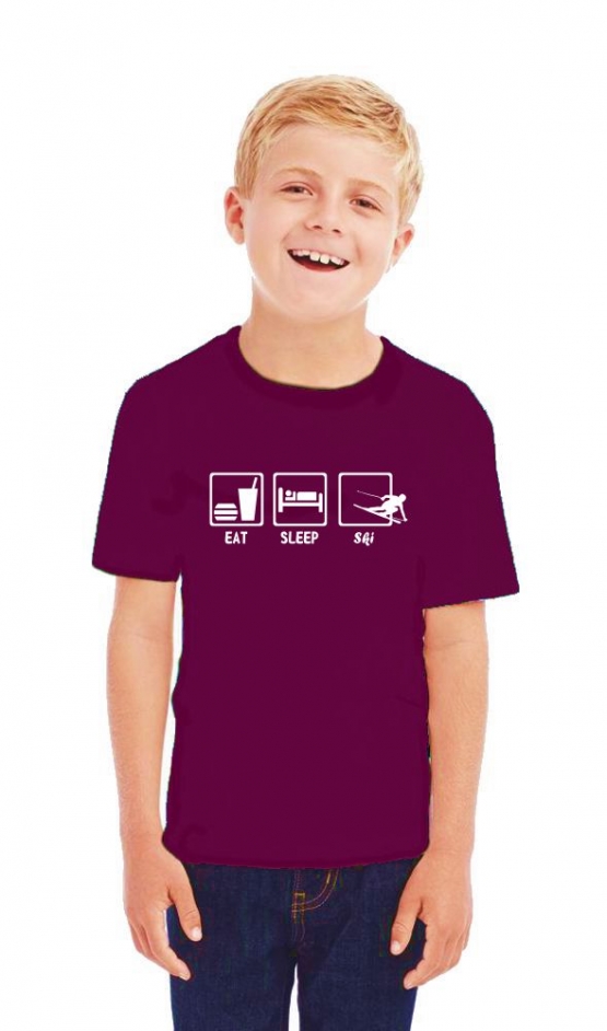 EAT SLEEP SKI Kinder T-Shirt Kids Gr.128 - 164 cm