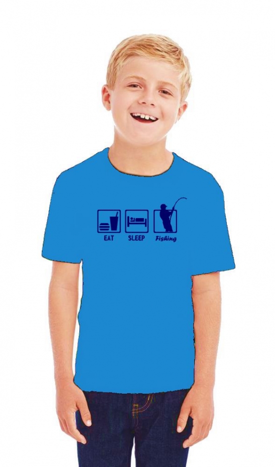 EAT SLEEP FISHING Kinder T-Shirt Kids Gr.128 - 164 cm