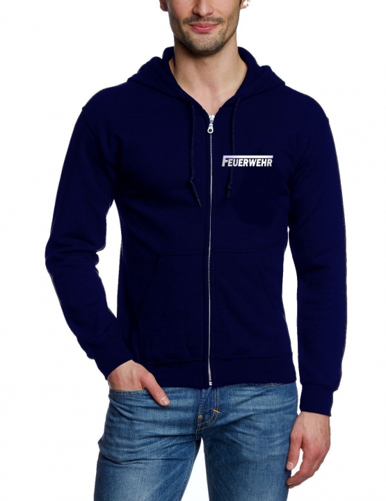 FEUERWEHR Sweatshirtjacke Jacke mit Kapuze reflektierender Druck vorne + hinten  S M L XL 2XL 3XL 4XL 5XL FF BF