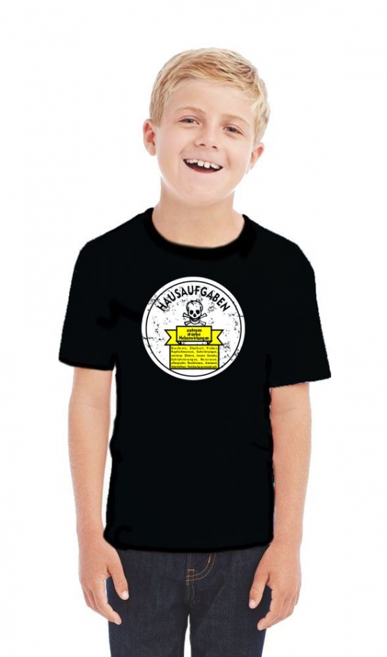 HAUSAUFGABEN - NEBENWIRKUNGEN : Brechreiz, Übelkeit, Schlafstörungen, nervöses Zittern, Atemnot, innere Unruhe, Herzrasen... Kinder T-Shirt Kids Gr.128 - 164 cm