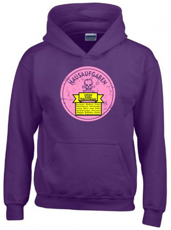 HAUSAUFGABEN - NEBENWIRKUNGEN : Brechreiz, Übelkeit, Schlafstörungen ... Kinder HOODIE SWEATSHIRT MIT KAPUZE Kids Gr.128 - 164 cm