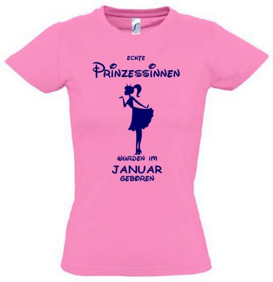 Echte Prinzessinnen wurden im Januar geboren ! Mädchen Geburtstag T-SHIRT Kids Gr.128 - 164 cm Prinzessin Birthday Party Feiern