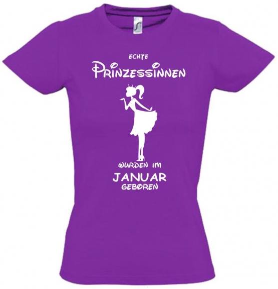 Echte Prinzessinnen wurden im Januar geboren ! Mädchen Geburtstag T-SHIRT Kids Gr.128 - 164 cm Prinzessin Birthday Party Feiern