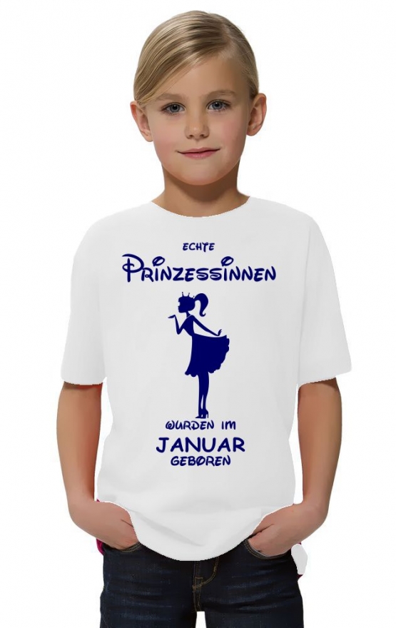 Echte Prinzessinnen wurden im Januar geboren ! Mädchen Geburtstag T-SHIRT Kids Gr.128 - 164 cm Prinzessin Birthday Party Feiern