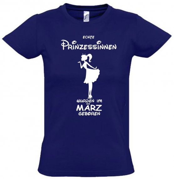 Echte Prinzessinnen wurden im März geboren ! Mädchen Geburtstag T-SHIRT Kids Gr.128 - 164 cm Prinzessin Birthday Party Feiern