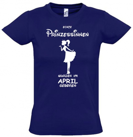 Echte Prinzessinnen wurden im April geboren ! Mädchen Geburtstag T-SHIRT Kids Gr.128 - 164 cm Prinzessin Birthday Party Feiern