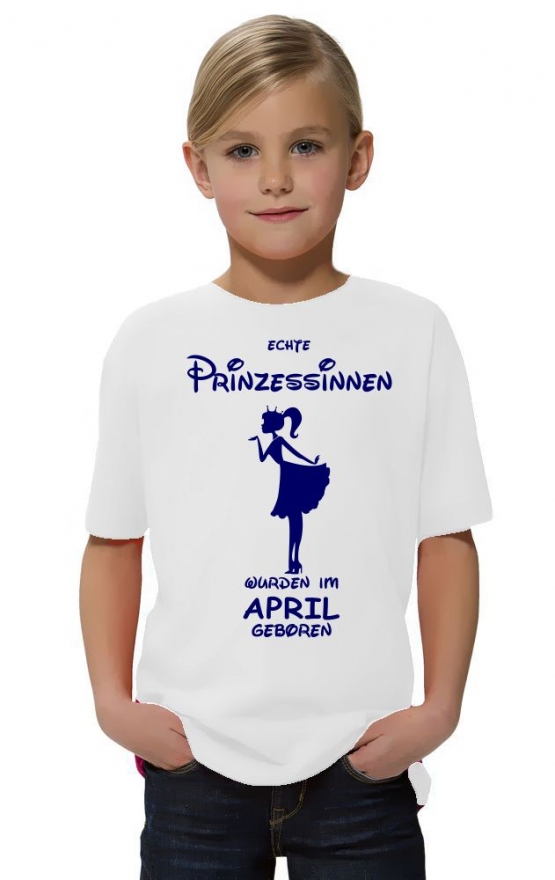 Echte Prinzessinnen wurden im April geboren ! Mädchen Geburtstag T-SHIRT Kids Gr.128 - 164 cm Prinzessin Birthday Party Feiern