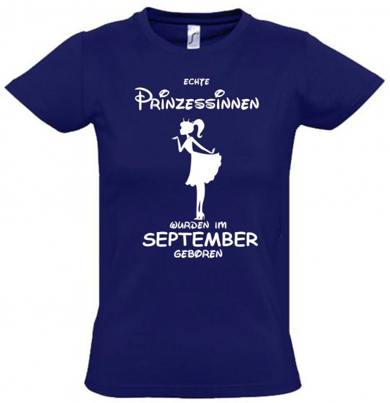 Echte Prinzessinnen wurden im September geboren ! Mädchen Geburtstag T-SHIRT Kids Gr.128 - 164 cm Prinzessin Birthday Party Feiern