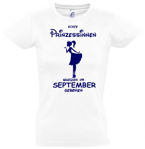 Echte Prinzessinnen wurden im September geboren ! Mädchen Geburtstag T-SHIRT Kids Gr.128 - 164 cm Prinzessin Birthday Party Feiern