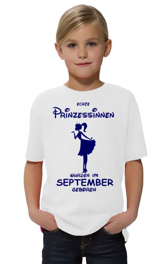 Echte Prinzessinnen wurden im September geboren ! Mädchen Geburtstag T-SHIRT Kids Gr.128 - 164 cm Prinzessin Birthday Party Feiern