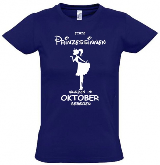 Echte Prinzessinnen wurden im Oktober geboren ! Mädchen Geburtstag T-SHIRT Kids Gr.128 - 164 cm Prinzessin Birthday Party Feiern