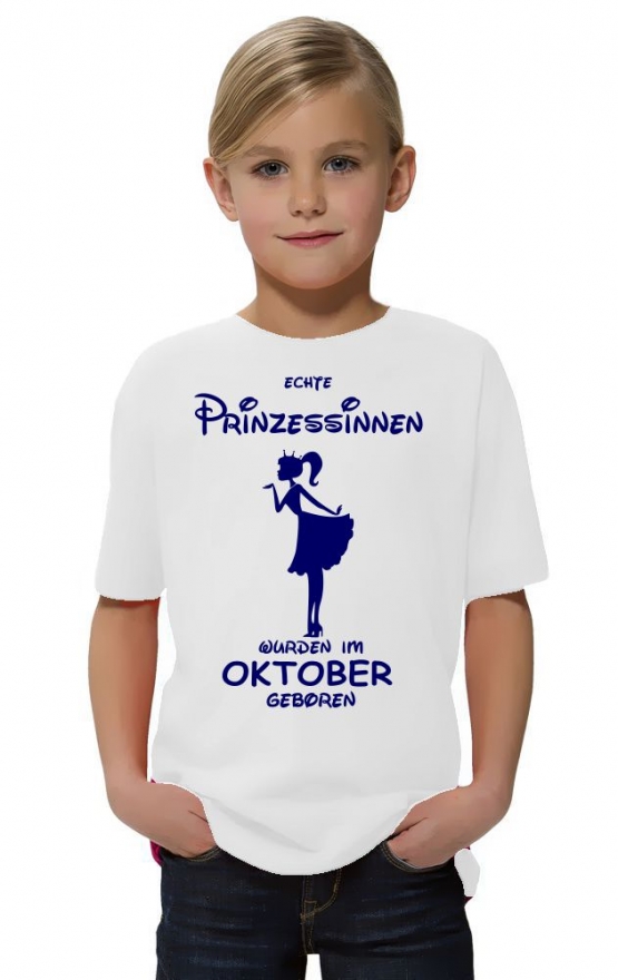 Echte Prinzessinnen wurden im Oktober geboren ! Mädchen Geburtstag T-SHIRT Kids Gr.128 - 164 cm Prinzessin Birthday Party Feiern