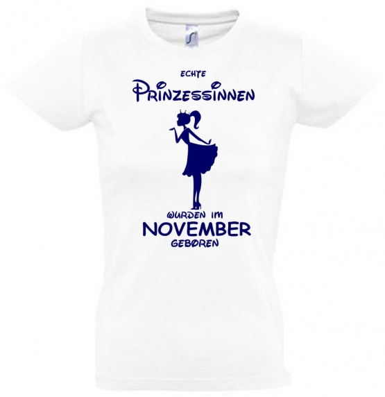 Echte Prinzessinnen wurden im November geboren ! Mädchen Geburtstag T-SHIRT Kids Gr.128 - 164 cm Prinzessin Birthday Party Feiern