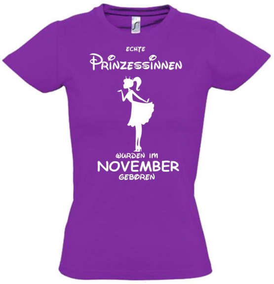 Echte Prinzessinnen wurden im November geboren ! Mädchen Geburtstag T-SHIRT Kids Gr.128 - 164 cm Prinzessin Birthday Party Feiern